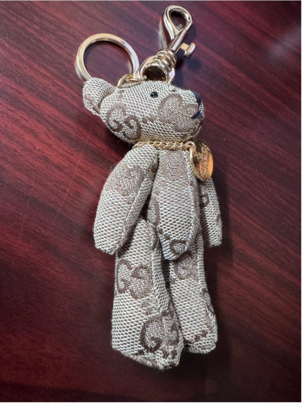 Handmade Gucci Canvas Teddy Bear Bag Charm Keychain w/ COA OOAK - Picture 5 of 6